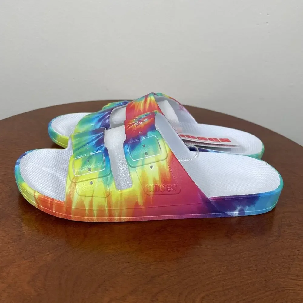 New Freedom Moses Tie-Dye Two Band Slides Women's Size 6-7